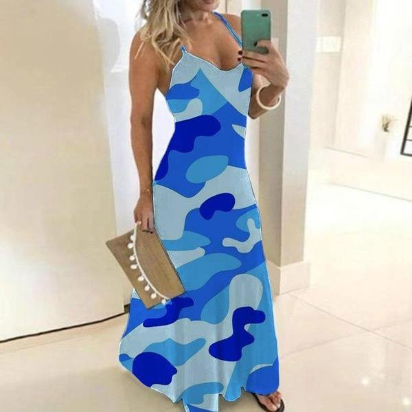 Plus Sizes Camouflage Women Long Dresses-STYLEGOING