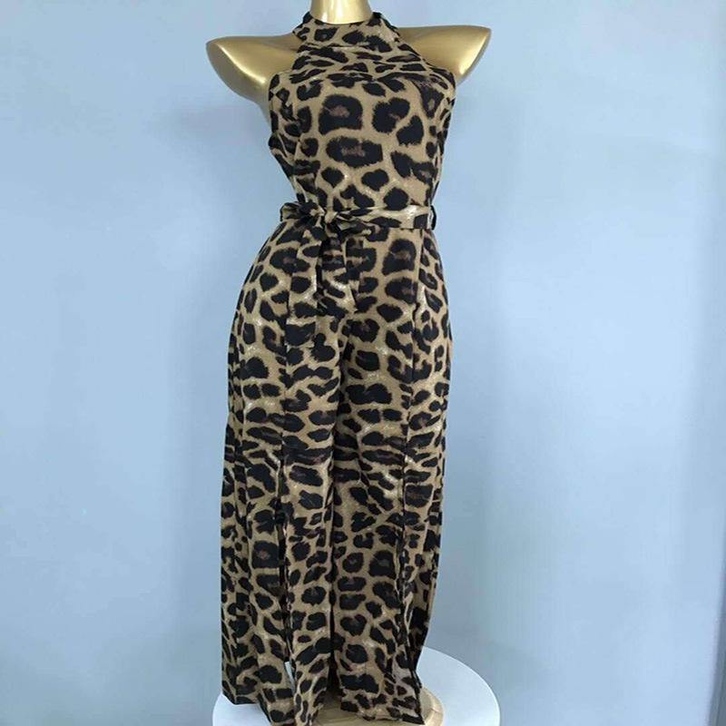 Sexy Leopard Print High Waist Jumpsuits-STYLEGOING