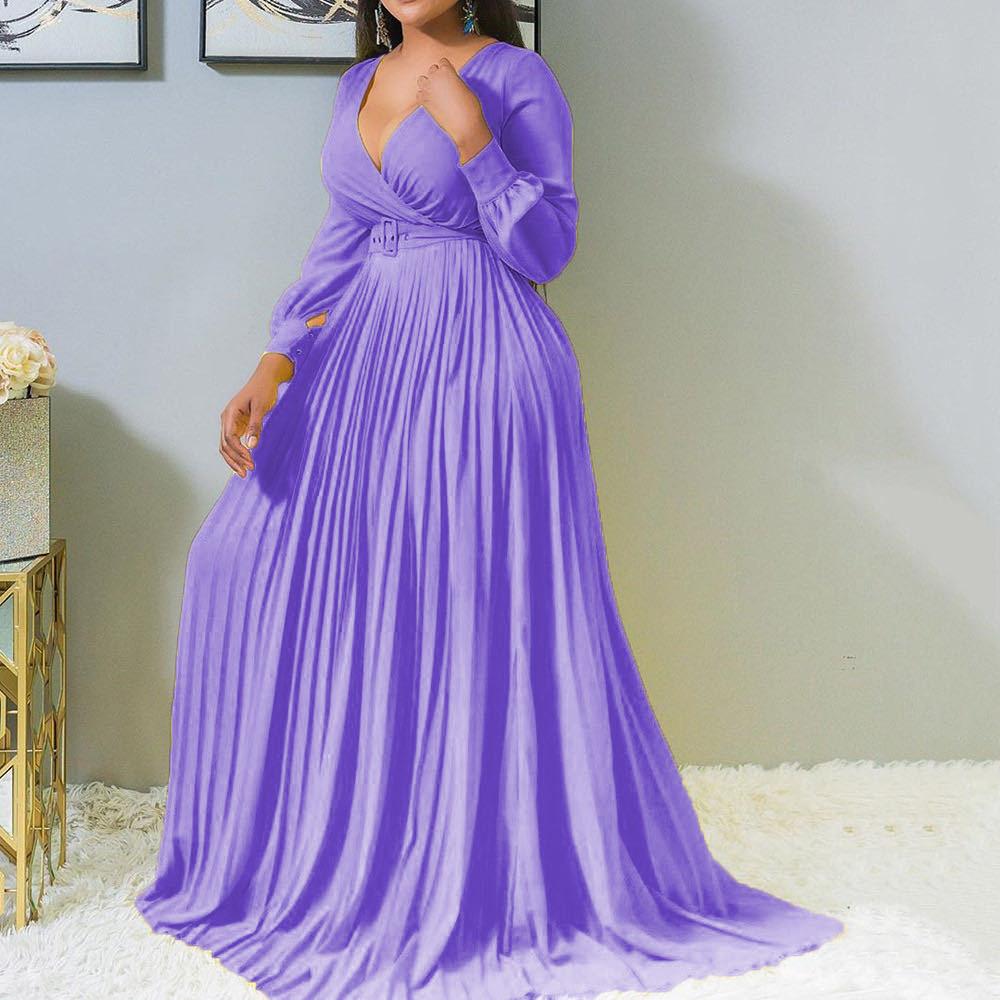 Women V Neck Plus Size Long Dresses-STYLEGOING