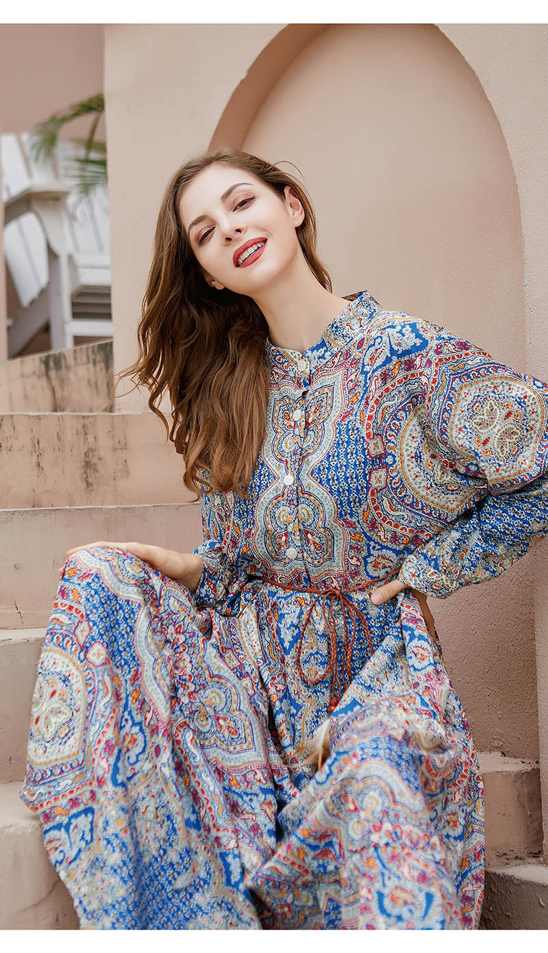 Bohemian Plus Sizes Floral Print Long Maxi Dresses