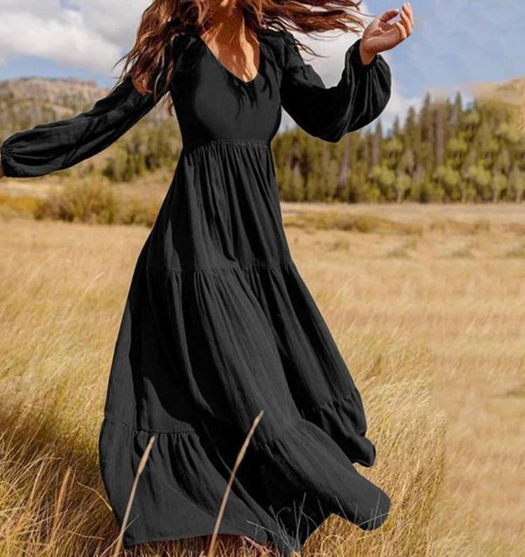 Empire Waist Long Sleeves Maxi Dresses-STYLEGOING