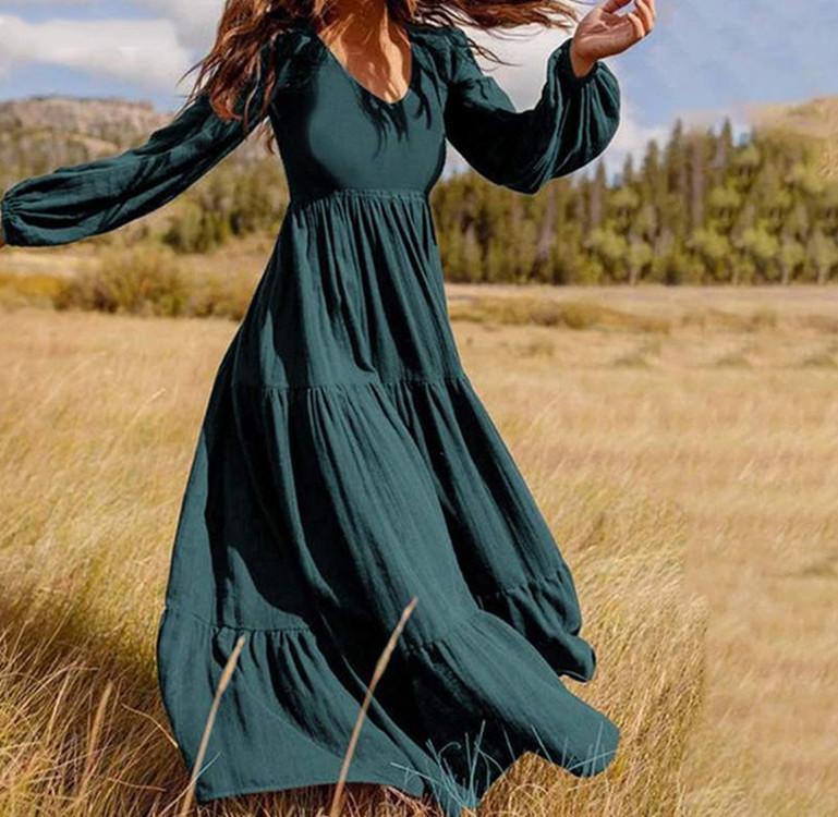 Empire Waist Long Sleeves Maxi Dresses-STYLEGOING