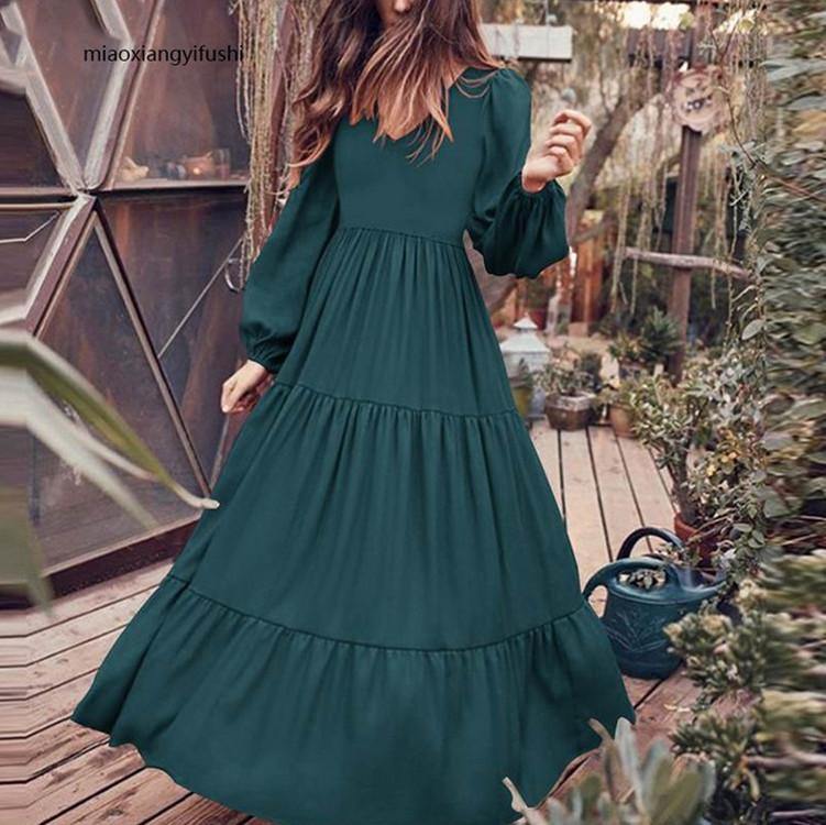 Empire Waist Long Sleeves Maxi Dresses-STYLEGOING