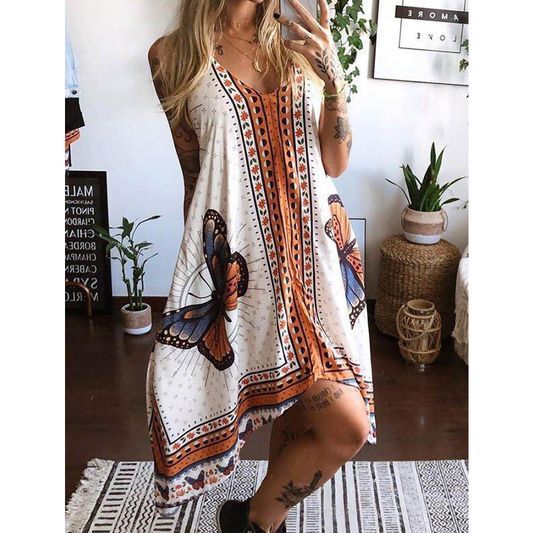 Butterfly Bohemia Mini Dress-STYLEGOING