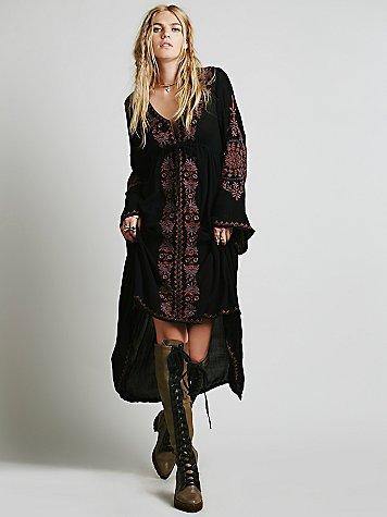 Bohemia V-neck Embroidery Long Dresses-STYLEGOING