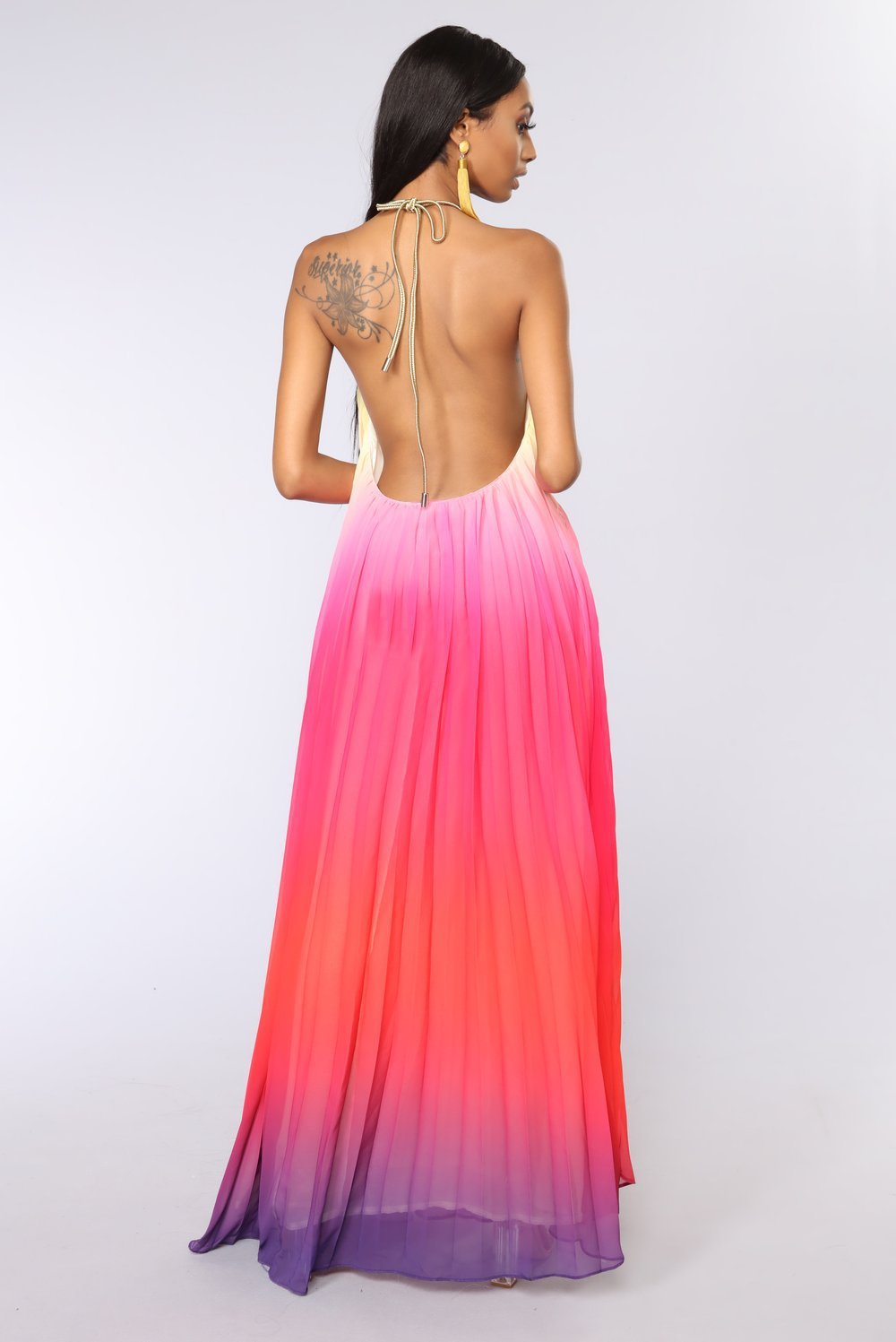 Chiffon Backless Halter Long Beach Dresses-STYLEGOING