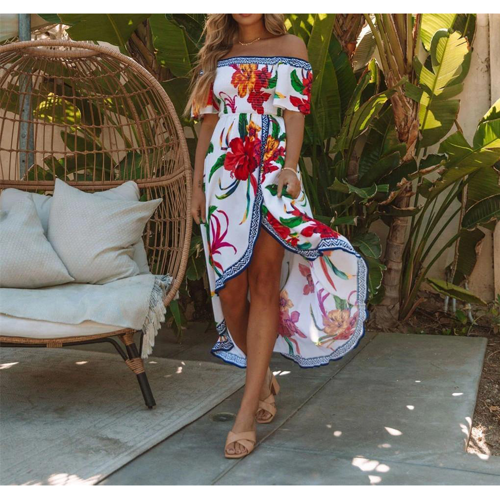 Off The Shoulder Irregular Long Dresses-STYLEGOING