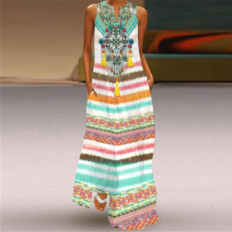 Summer V Neck Sleeveless Boho Dresses