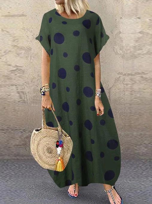 Short Sleeves Bohemian Loose Long Dress-STYLEGOING