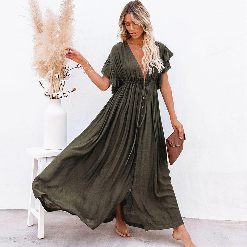 Sexy V Neck Beach Cover Ups-STYLEGOING