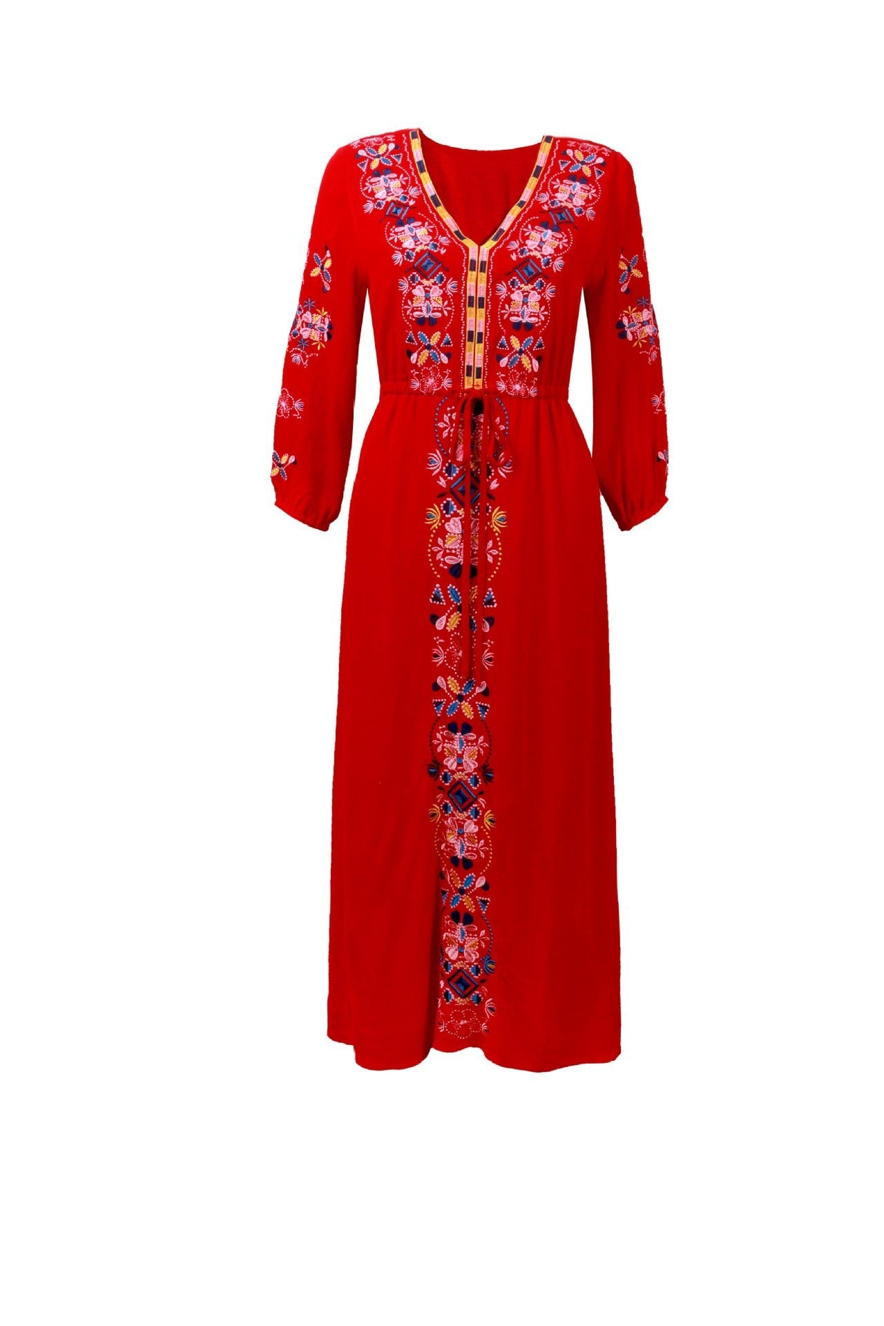 Ethnic Embroidery Summer Long Holiday Dresses