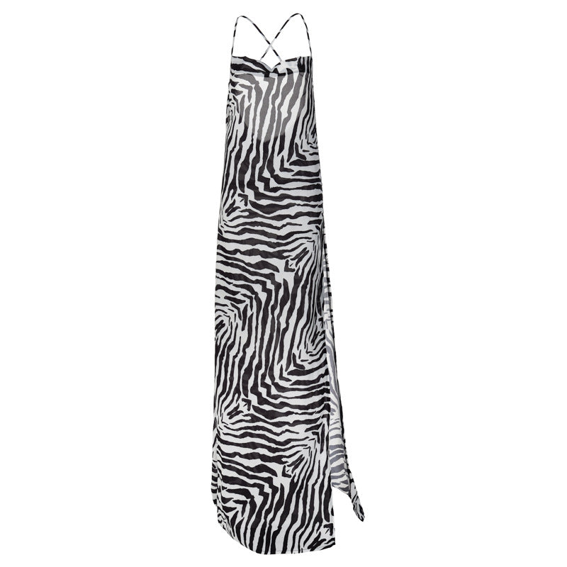 Zebra Design Sexy Backless Beach Dresses
