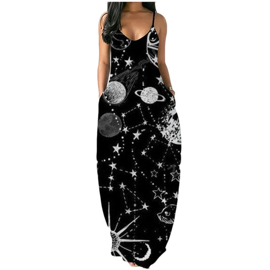 Women Butterfly Print Long Maxi Dresses-STYLEGOING