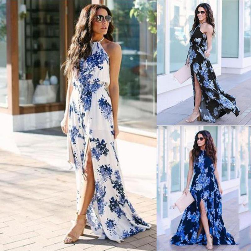 Women Bohemia Halter Long Dresses-STYLEGOING