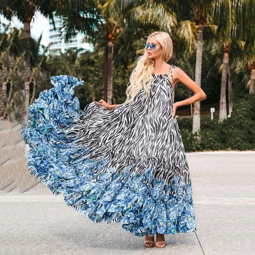 Amazing Floral Print Summer Beach Long Dresses-STYLEGOING