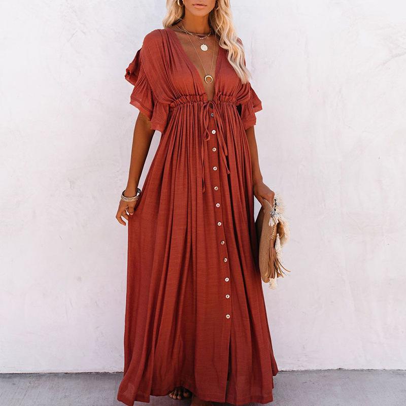 Classy Summer Beach Simple Long Dress-STYLEGOING