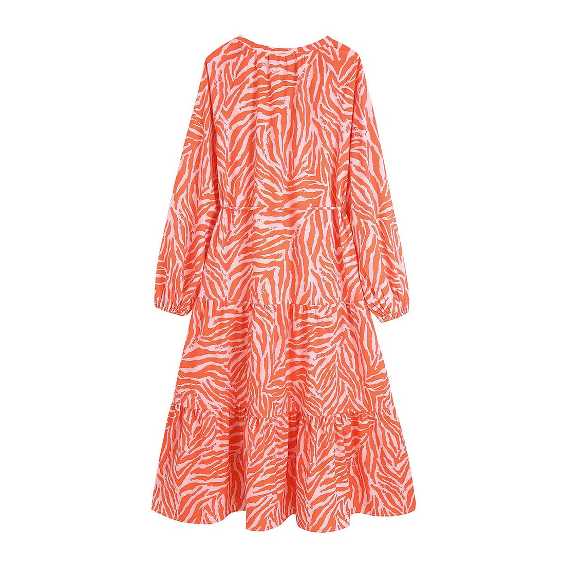 Women Orange Animal Striped Print Summer Dresses