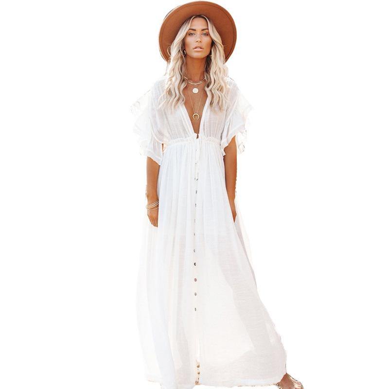 Sexy V Neck Beach Cover Ups-STYLEGOING