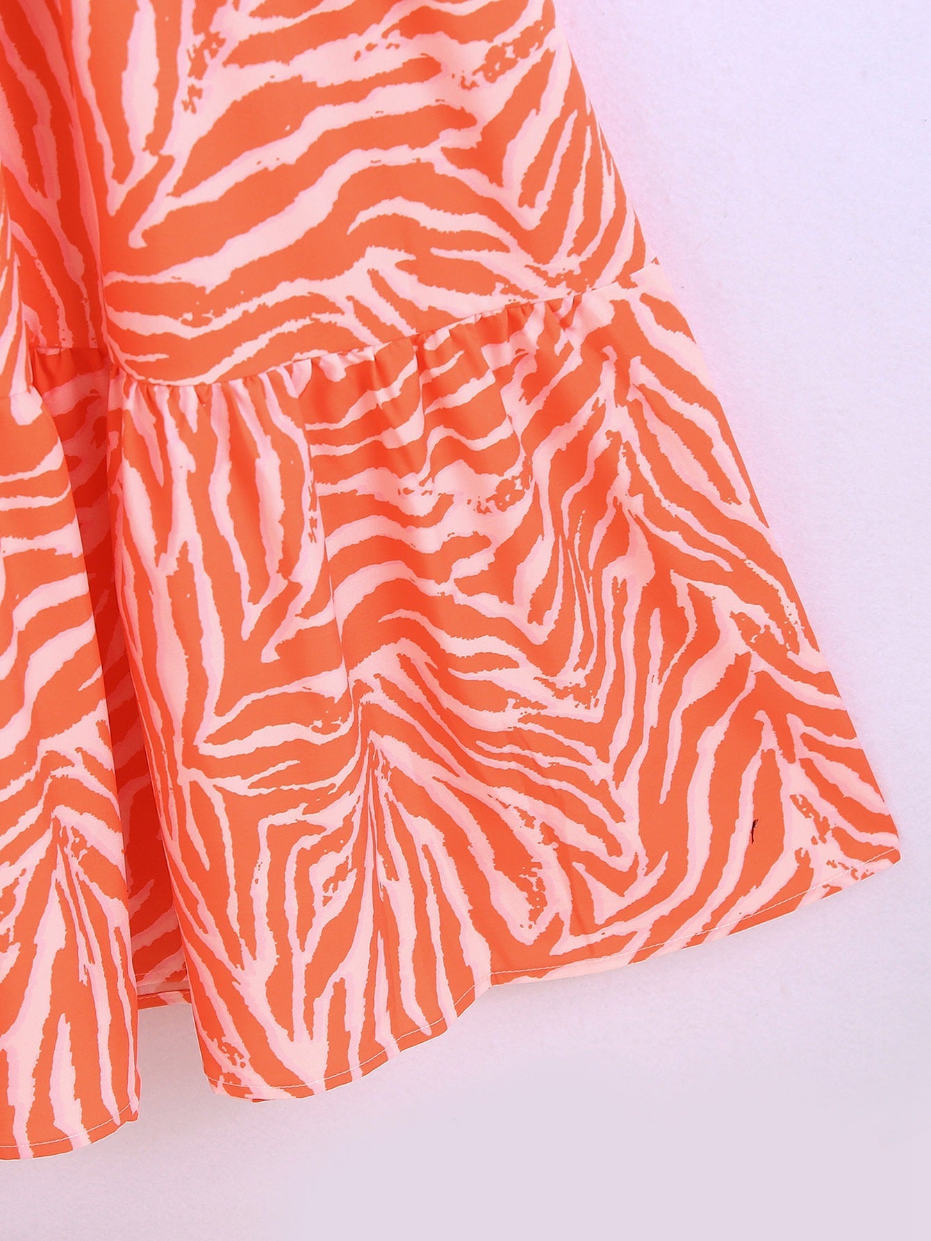 Women Orange Animal Striped Print Summer Dresses