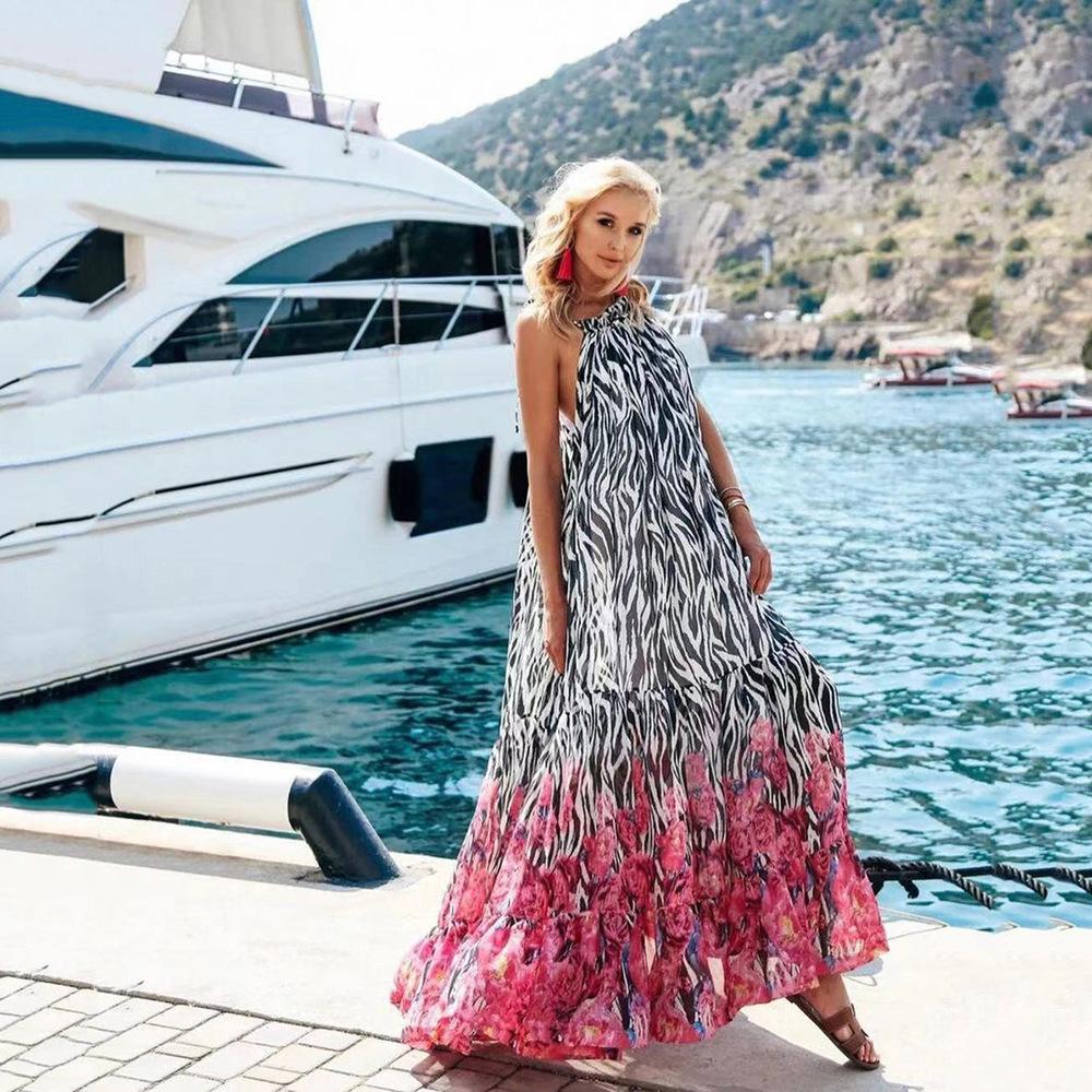 Amazing Floral Print Summer Beach Long Dresses-STYLEGOING