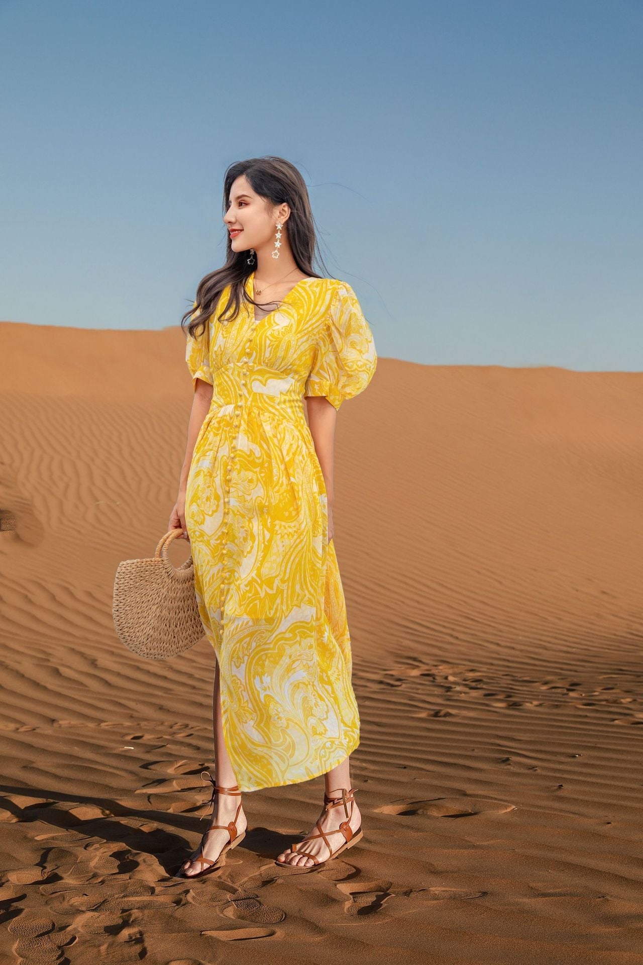 Luxury Yellow Chiffon  Long Dresses