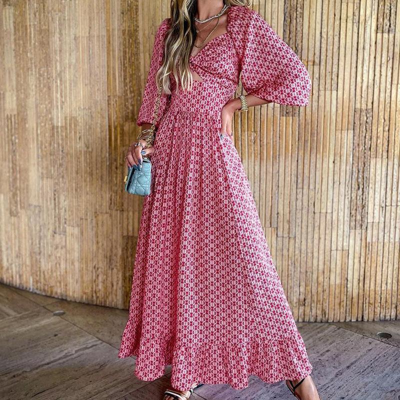 Summer Long Sleeves Long Maxi Dresses-STYLEGOING