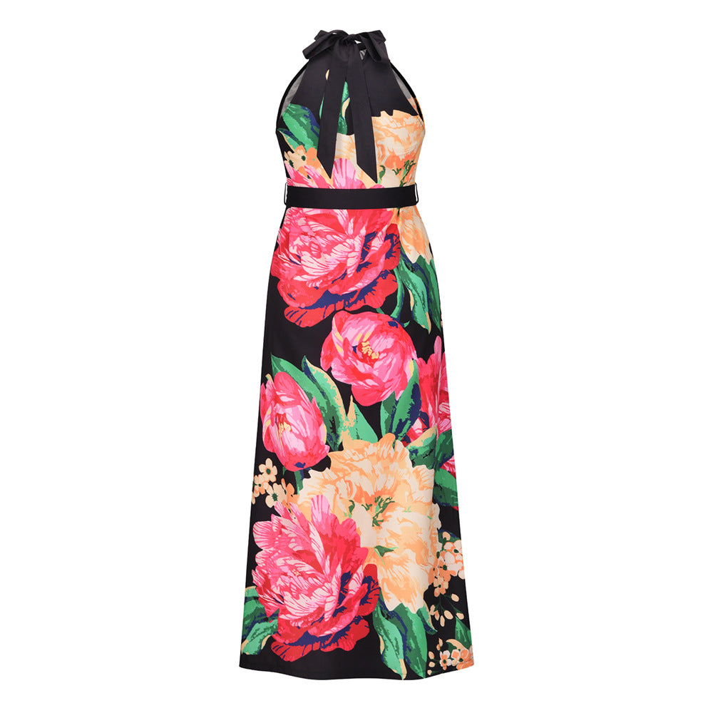 Summer Floral Print Sleeveless Long Beach Dresses