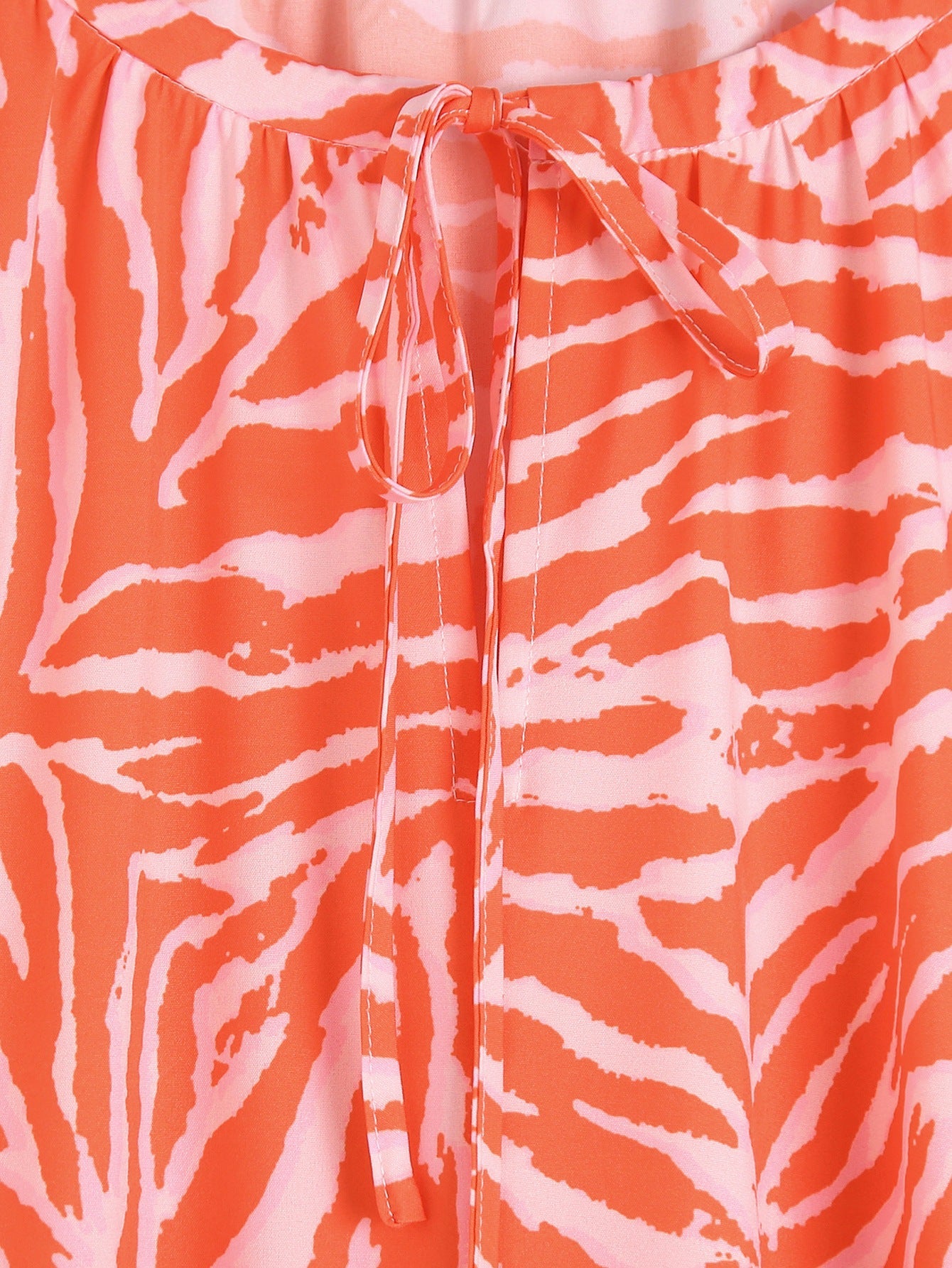 Women Orange Animal Striped Print Summer Dresses
