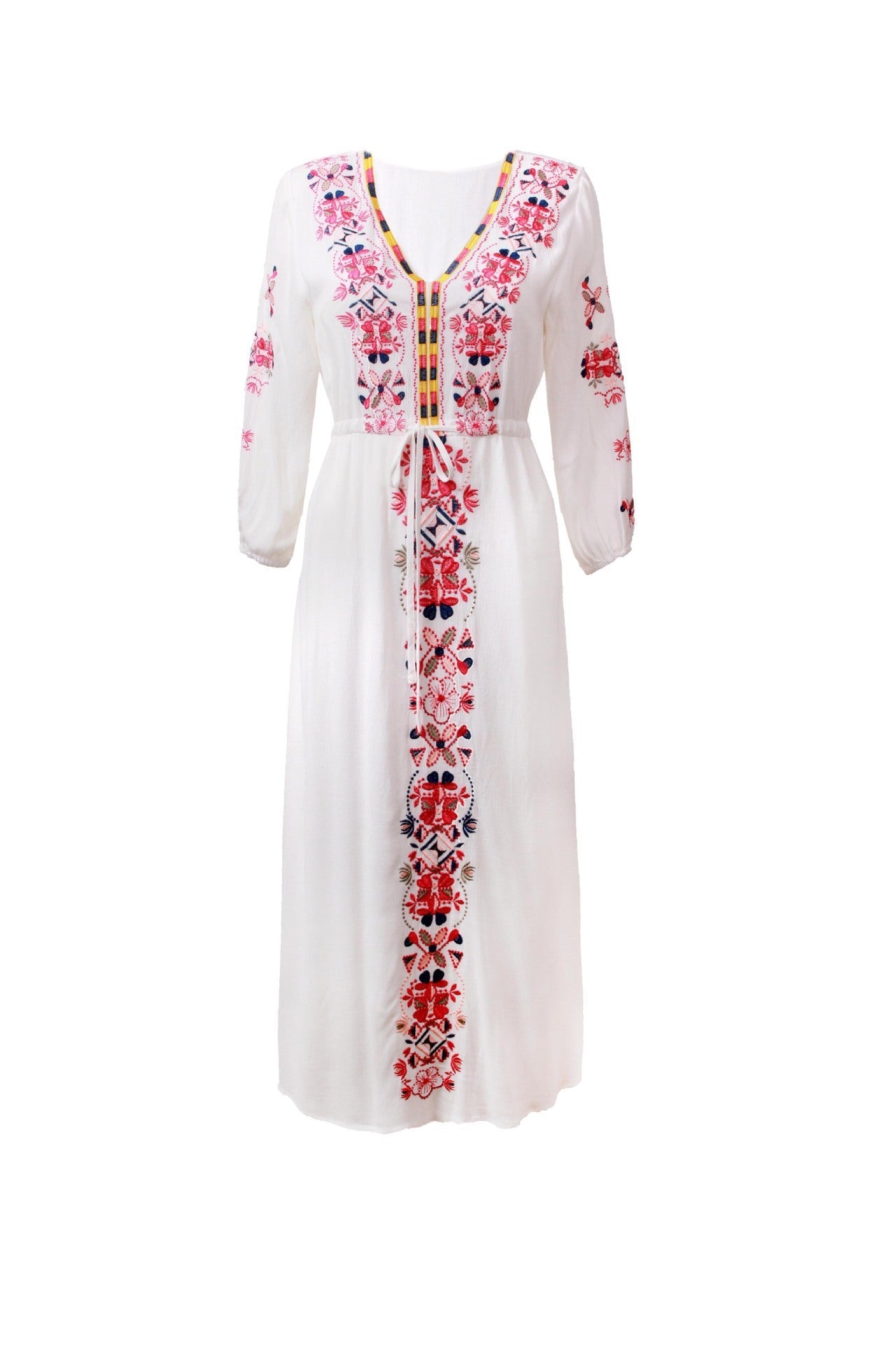 Ethnic Embroidery Summer Long Holiday Dresses