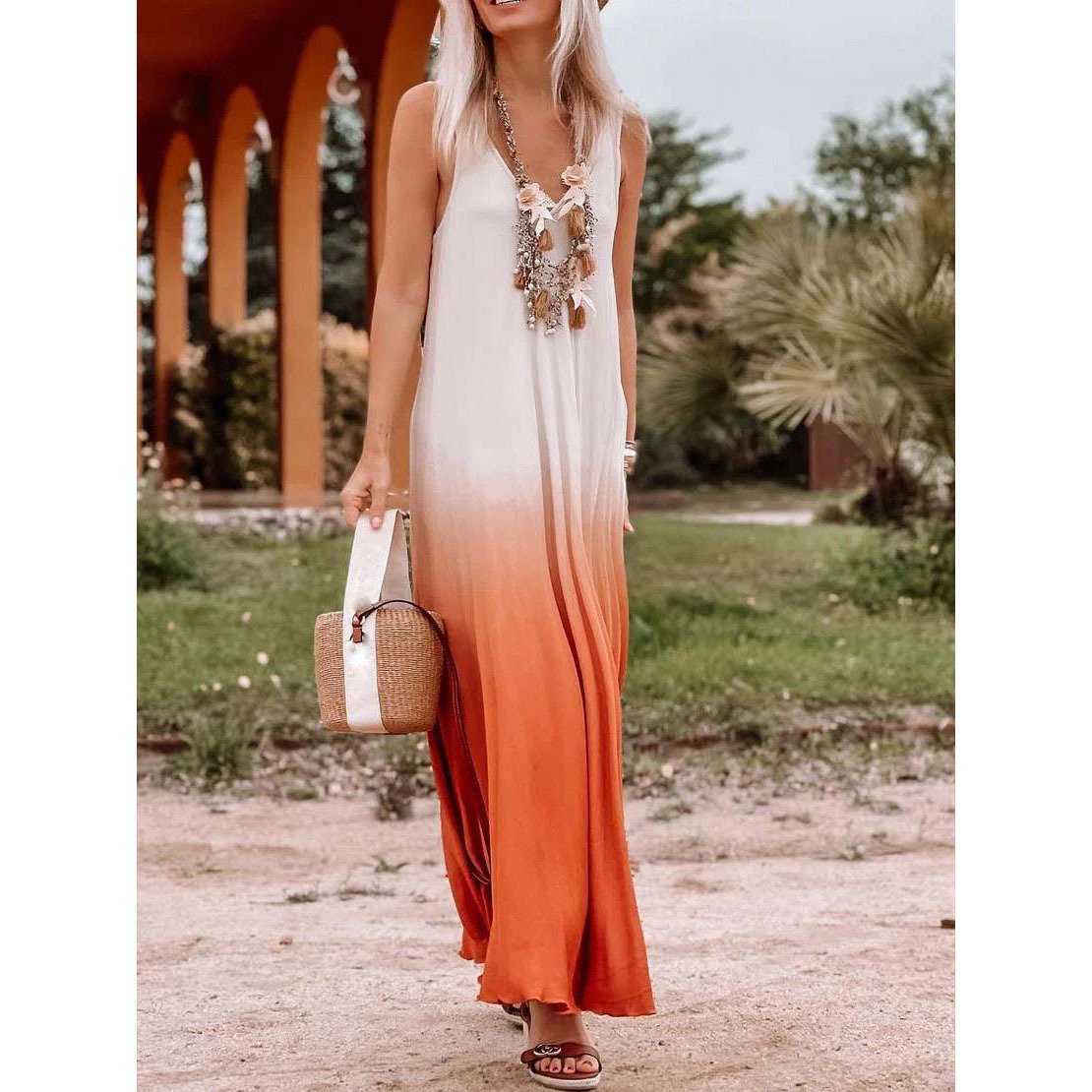 Orange Fashion Classy Long Dresses-STYLEGOING