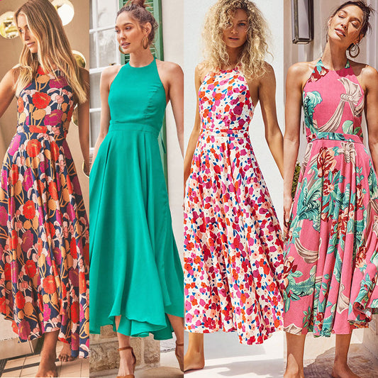 Sexy Floral Print Long Boho Summer Beach Dresses