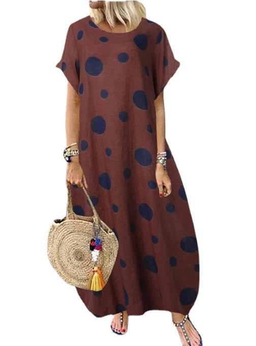 Short Sleeves Bohemian Loose Long Dress-STYLEGOING
