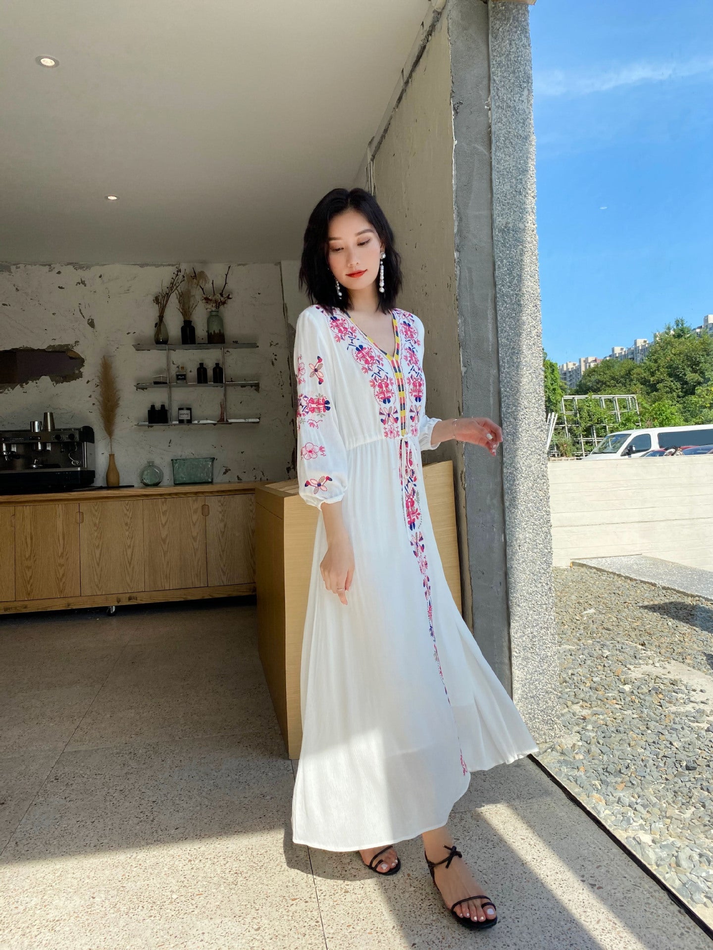 Ethnic Embroidery Summer Long Holiday Dresses