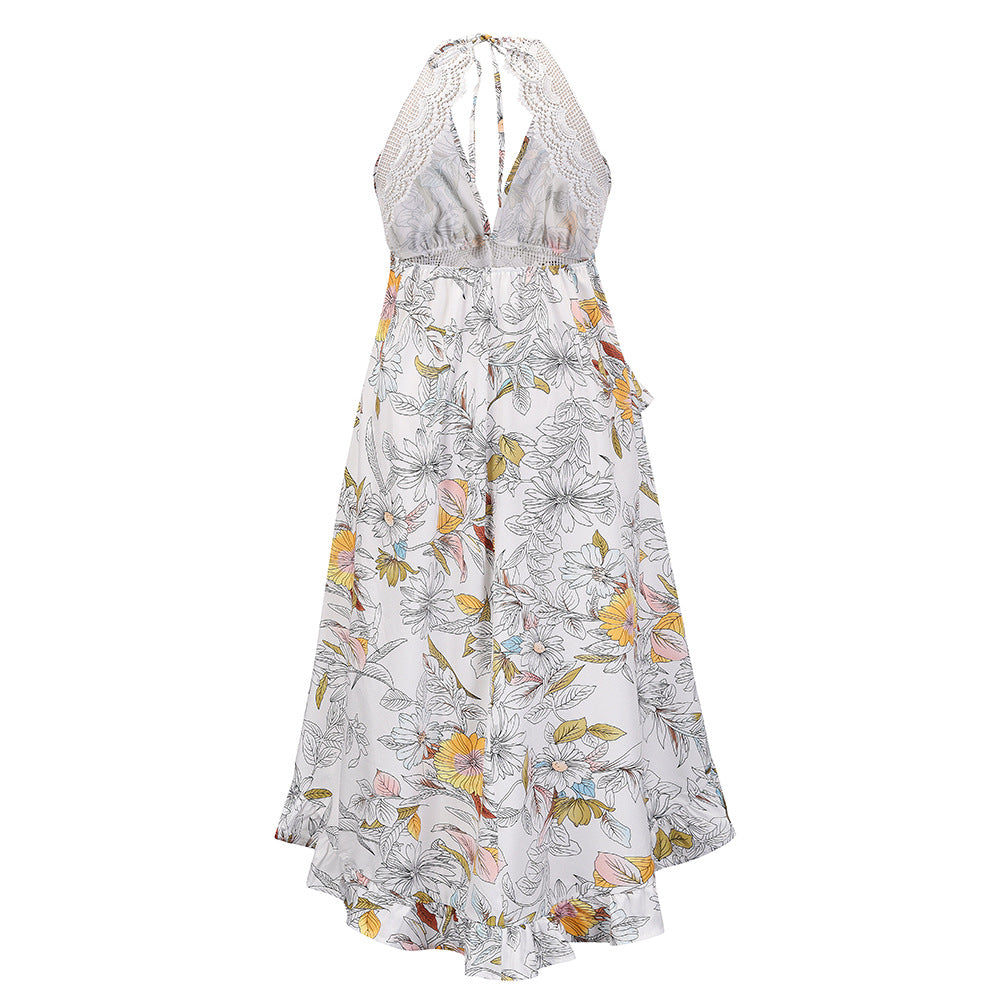 Sexy Halter Backless Summer Beach Lace Dresses