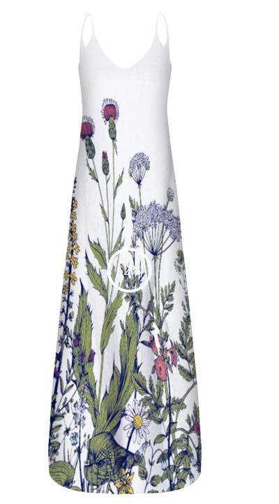 Women Butterfly Print Long Maxi Dresses-STYLEGOING