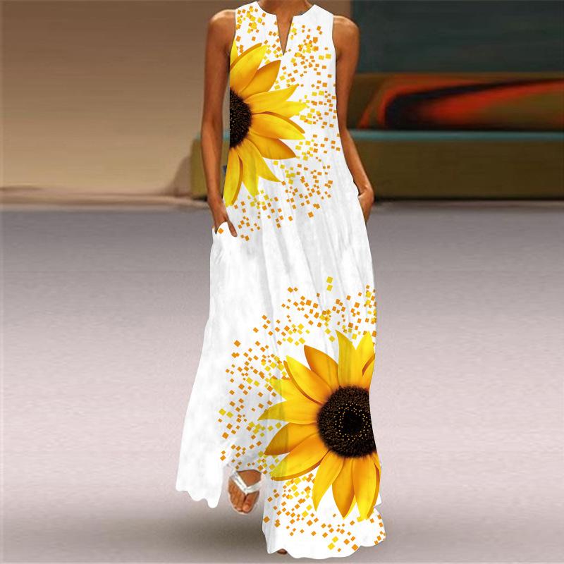 Plus Sizes Women Sleeves Summer Long Dresses-STYLEGOING