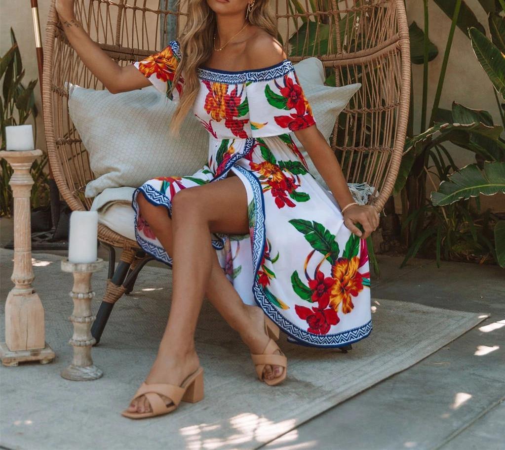 Off The Shoulder Irregular Long Dresses-STYLEGOING