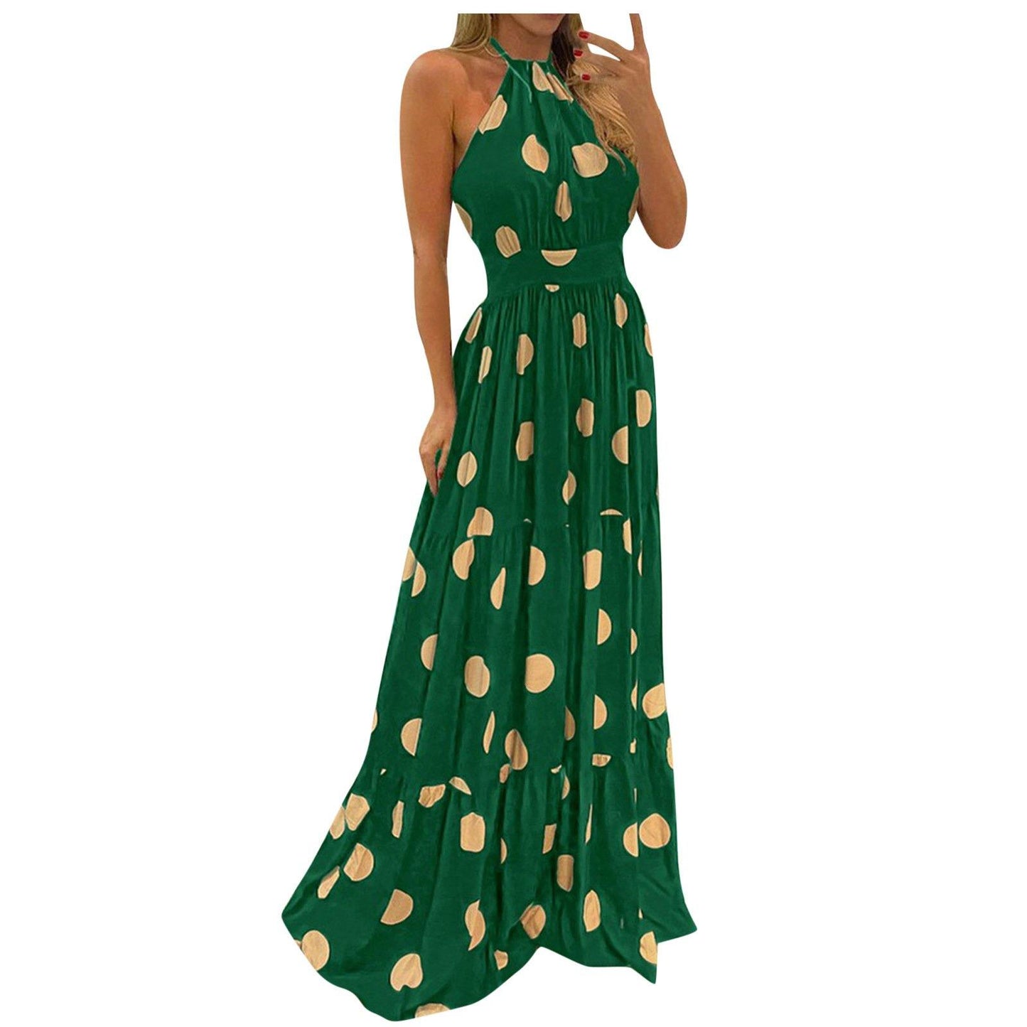 Fashion Floral Print Dot Long Maxi Dresses-STYLEGOING