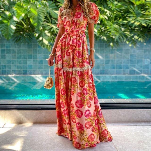 Red Bohemia Long Maxi Dresses-STYLEGOING