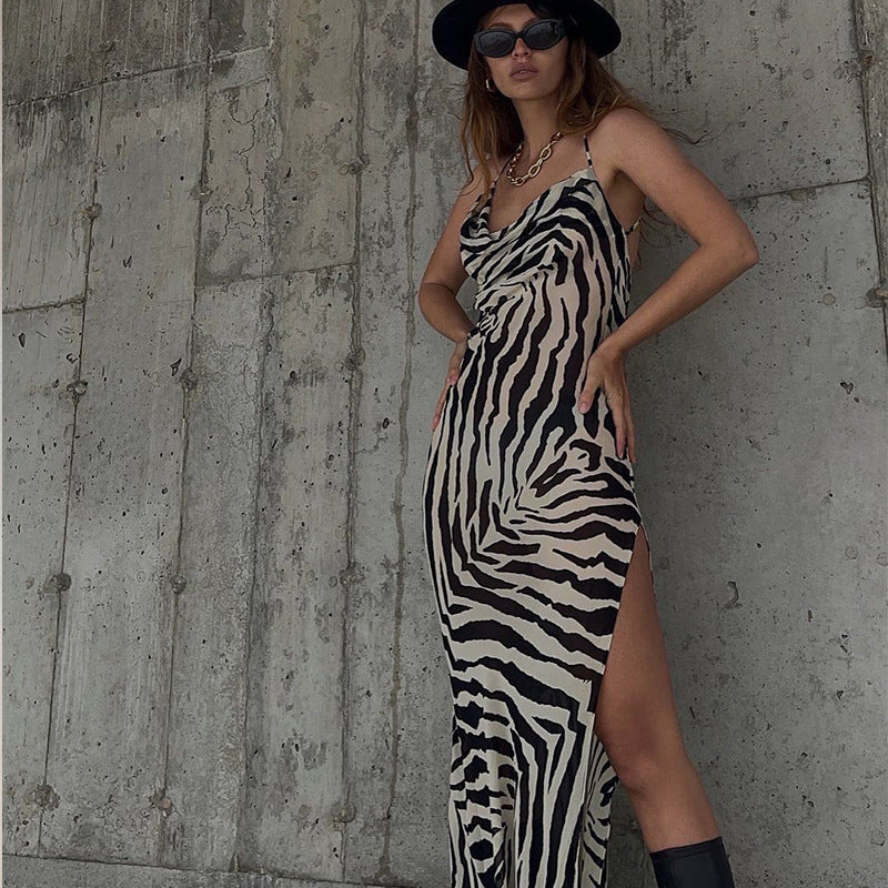 Zebra Design Sexy Backless Beach Dresses