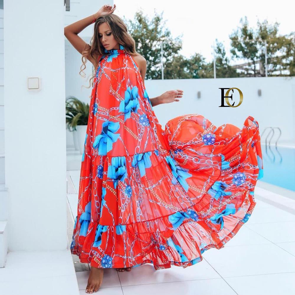 Amazing Floral Print Summer Beach Long Dresses-STYLEGOING