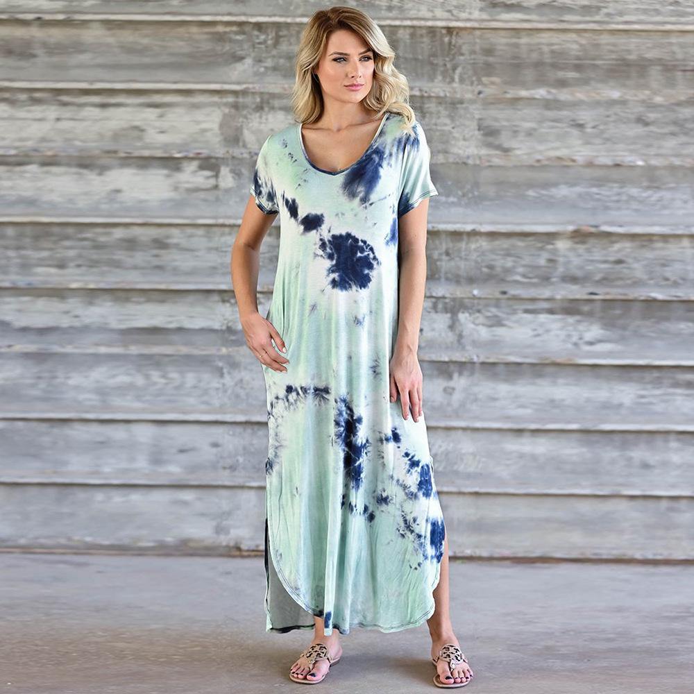 Plus Sizes High Waist Long Summer Dresses-STYLEGOING