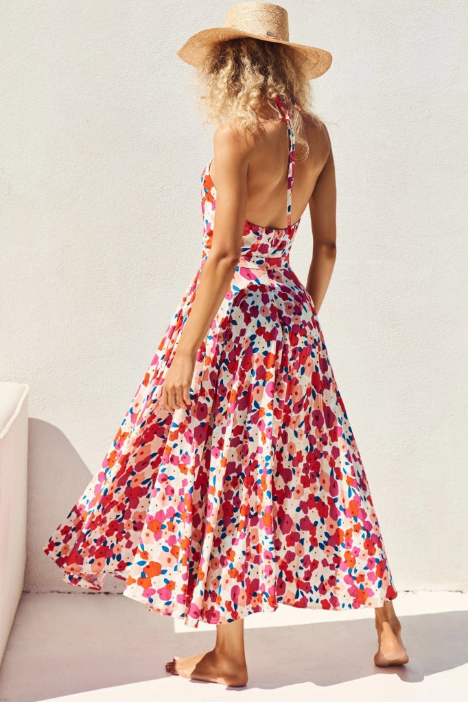 Sexy Floral Print Long Boho Summer Beach Dresses