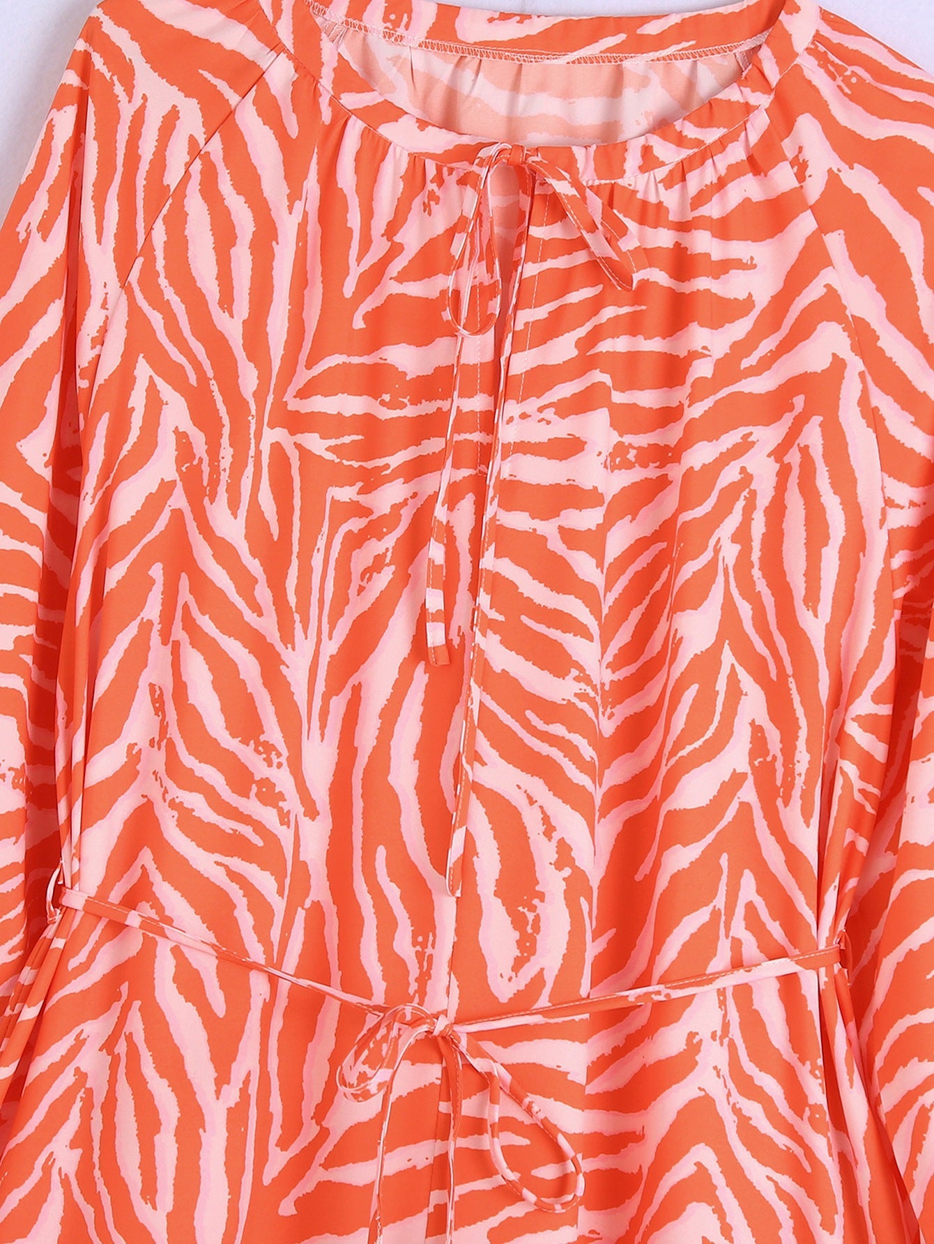 Women Orange Animal Striped Print Summer Dresses