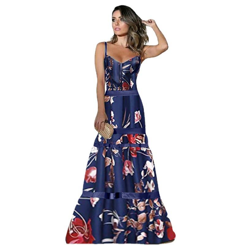 Sexy V Neck Summer Long Dresses-STYLEGOING