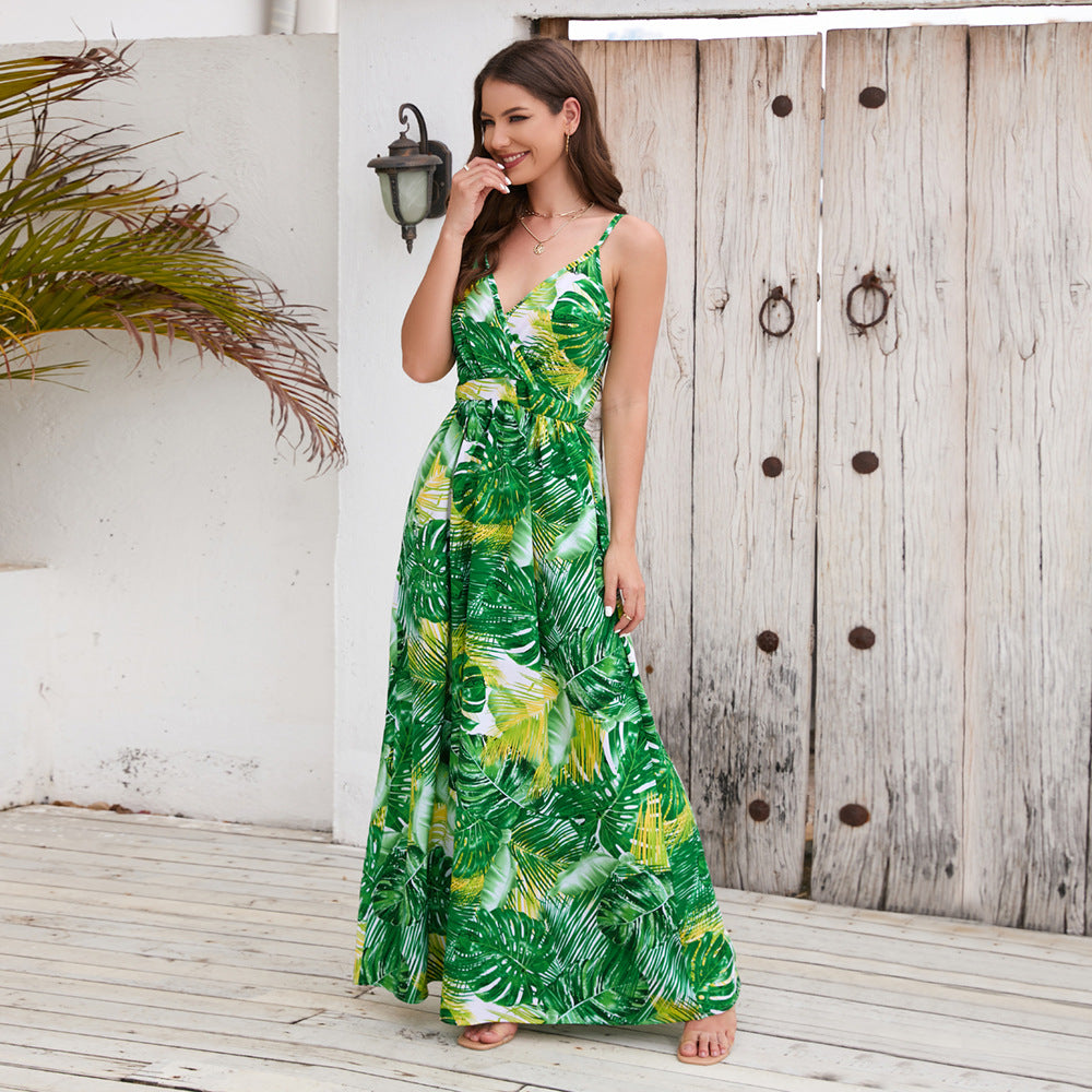 Sexy V Neck Bohemian Long Maxi Dresses