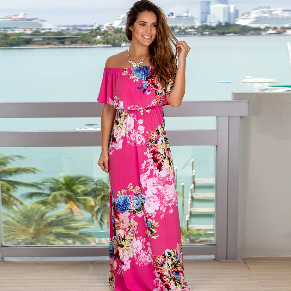 Sexy Strapless Women Boho Long Dresses
