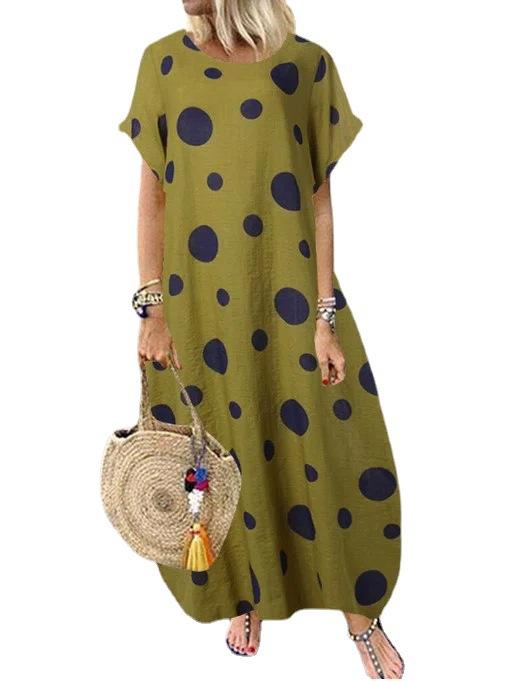 Short Sleeves Bohemian Loose Long Dress-STYLEGOING