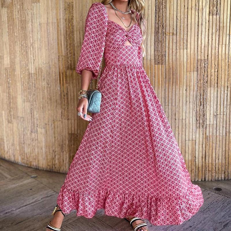 Summer Long Sleeves Long Maxi Dresses-STYLEGOING