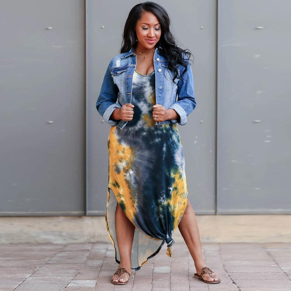 Plus Sizes High Waist Long Summer Dresses-STYLEGOING